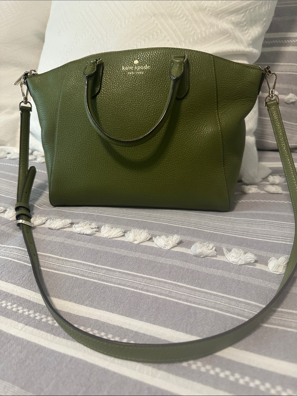kate spade Olive Green Pebbled Leather Satchel